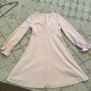 Calvin Klein long sleeve ruffle dress in pink.